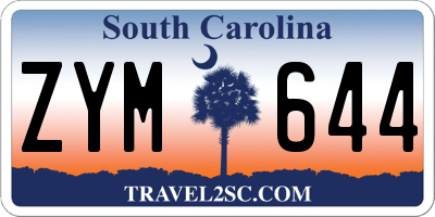 SC license plate ZYM644