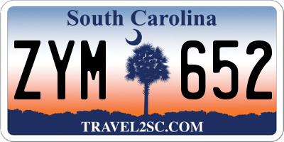SC license plate ZYM652