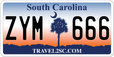 SC license plate ZYM666