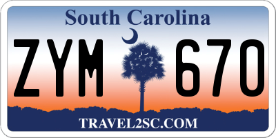 SC license plate ZYM670