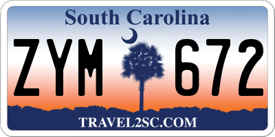 SC license plate ZYM672