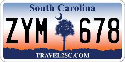 SC license plate ZYM678