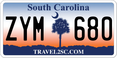 SC license plate ZYM680