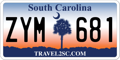 SC license plate ZYM681