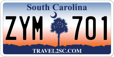 SC license plate ZYM701