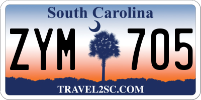 SC license plate ZYM705