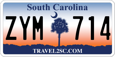 SC license plate ZYM714
