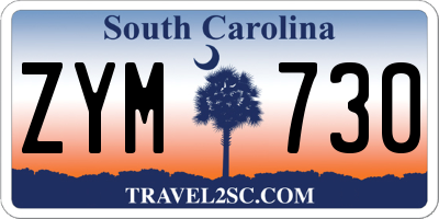 SC license plate ZYM730