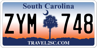 SC license plate ZYM748