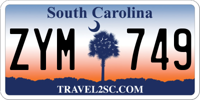 SC license plate ZYM749