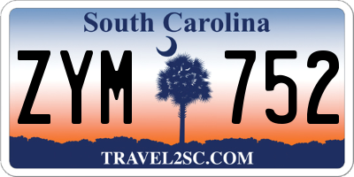 SC license plate ZYM752