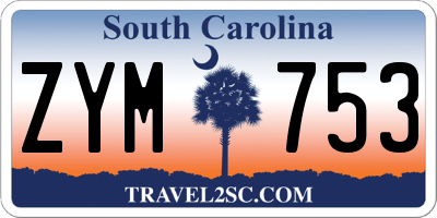 SC license plate ZYM753