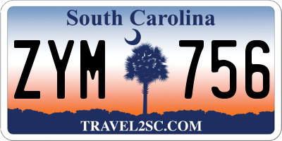 SC license plate ZYM756