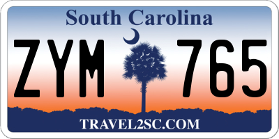 SC license plate ZYM765