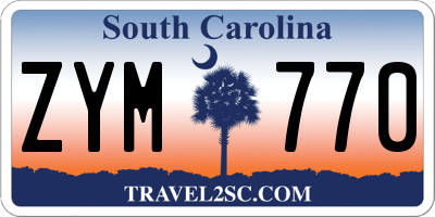 SC license plate ZYM770
