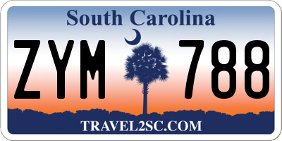 SC license plate ZYM788