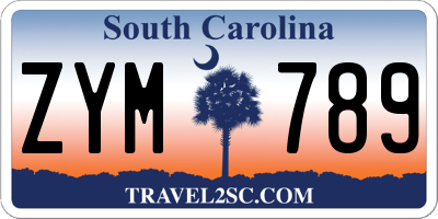 SC license plate ZYM789