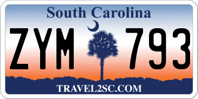 SC license plate ZYM793