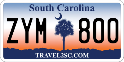 SC license plate ZYM800