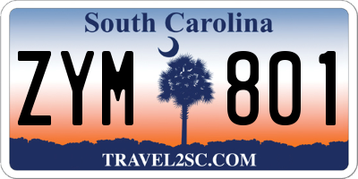 SC license plate ZYM801