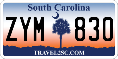 SC license plate ZYM830