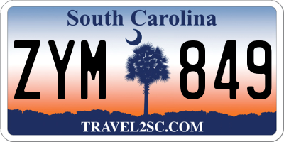 SC license plate ZYM849