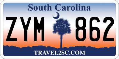 SC license plate ZYM862
