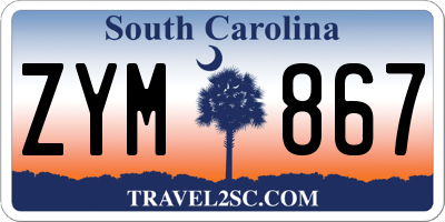SC license plate ZYM867