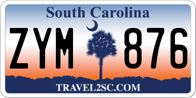 SC license plate ZYM876
