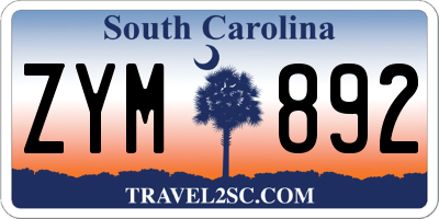 SC license plate ZYM892