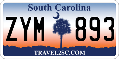 SC license plate ZYM893