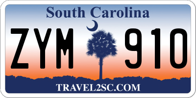 SC license plate ZYM910