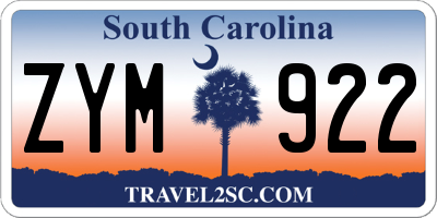 SC license plate ZYM922