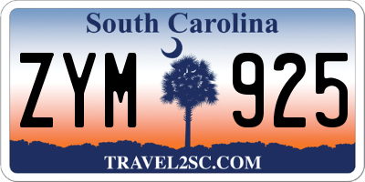 SC license plate ZYM925