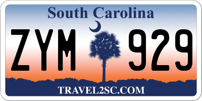 SC license plate ZYM929