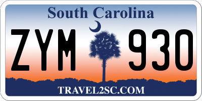 SC license plate ZYM930