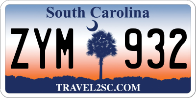 SC license plate ZYM932