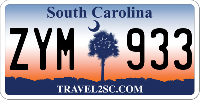 SC license plate ZYM933