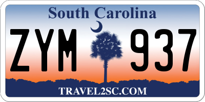 SC license plate ZYM937