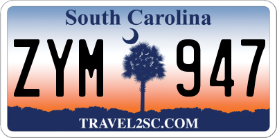 SC license plate ZYM947