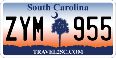 SC license plate ZYM955