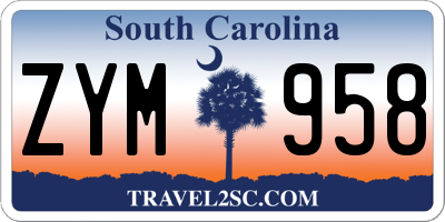 SC license plate ZYM958