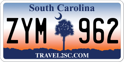 SC license plate ZYM962