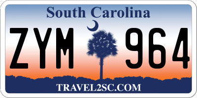 SC license plate ZYM964