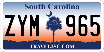 SC license plate ZYM965