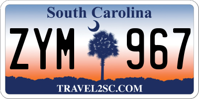 SC license plate ZYM967