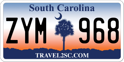 SC license plate ZYM968
