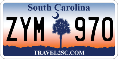 SC license plate ZYM970