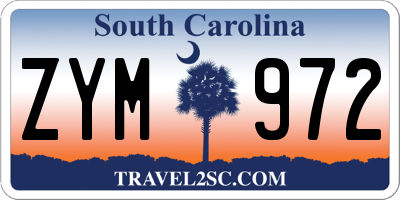 SC license plate ZYM972
