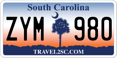 SC license plate ZYM980